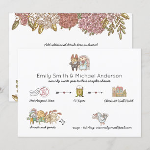 Rustic Couples Shower Invites Floral Handdrawn
