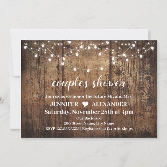 Rustic Couples Shower, wedding shower Invitation (Front)