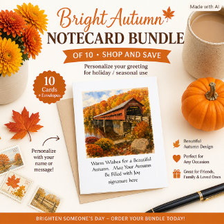 Rustic Covered Bridge in Autumn Persaonlized Card