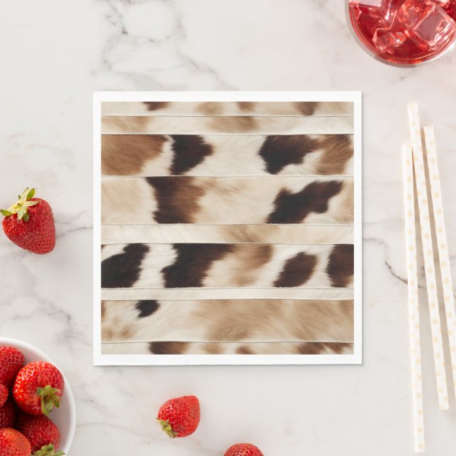 Rustic Cow Print Western Country Cowboy Party Napkin (Insitu)