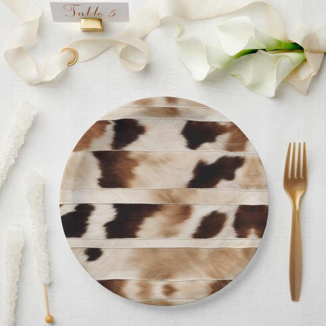 Rustic Cow Print Western Country Cowboy Party Paper Plate (Wedding)