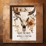 Rustic Cow Skull Floral Boho Western Wedding Save The Date<br><div class="desc">Introducing our Rustic Cow Skull Floral Western Wedding Save the Date, a captivating glimpse into your upcoming celebration. Featuring a striking design with a cow skull adorned by delicate florals, this save the date sets a tone of natural beauty and rustic elegance. Crafted with rustic details and warm hues, our...</div>