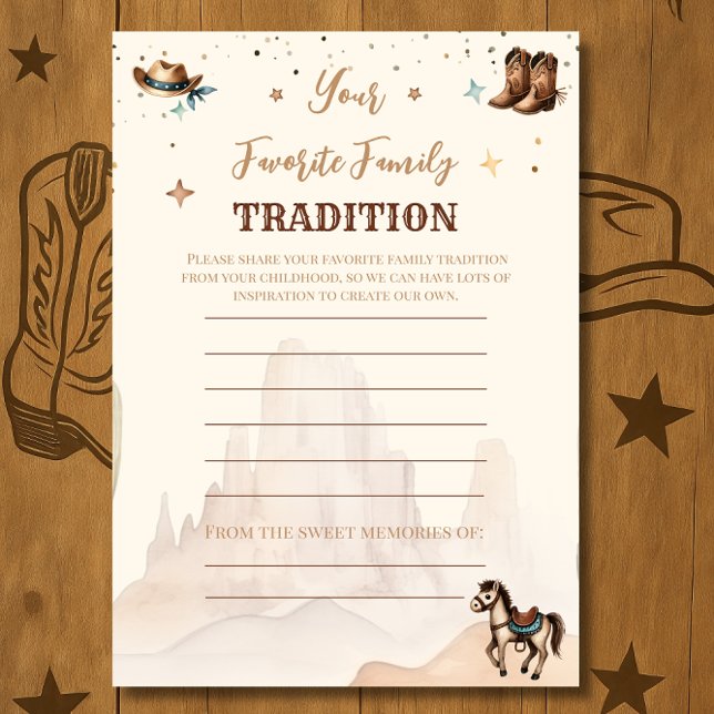 Rustic Cowboy Baby Shower Favourite Tradition Card (Creator Uploaded)