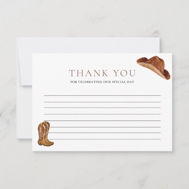 Rustic Cowboy Baby Shower Thank You Card (Front)