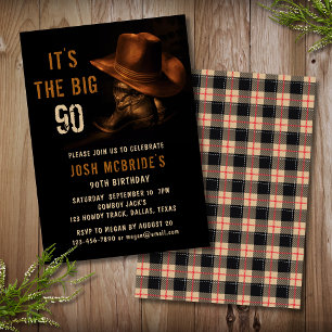 Rustic Cowboy Big 90 Western Birthday Invitation