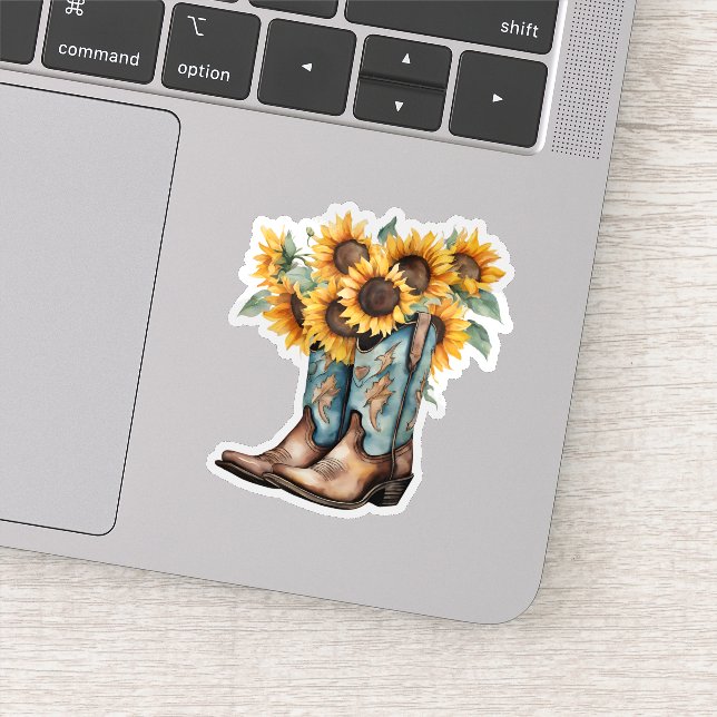 Rustic Cowboy Boots and Sunflowers Waterproof (Detail)