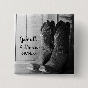 Rustic Cowboy Boots Country Western Wedding 2 Inch Square Button