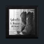 Rustic Cowboy Boots Country Western Wedding Gift Box<br><div class="desc">Customize the Rustic Cowboy Boots Country Western Wedding Gift Box with the personal names of the bride and groom and marriage ceremony date. Create a personalized keepsake gift for the newlyweds or a thank you gift for your wedding attendants, bridesmaids and bridal party. This custom western chic wedding gift box...</div>