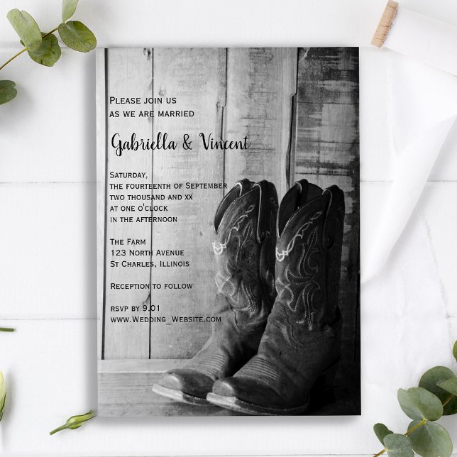 Rustic Cowboy Boots Country Western Wedding Invitation (Creator Uploaded)