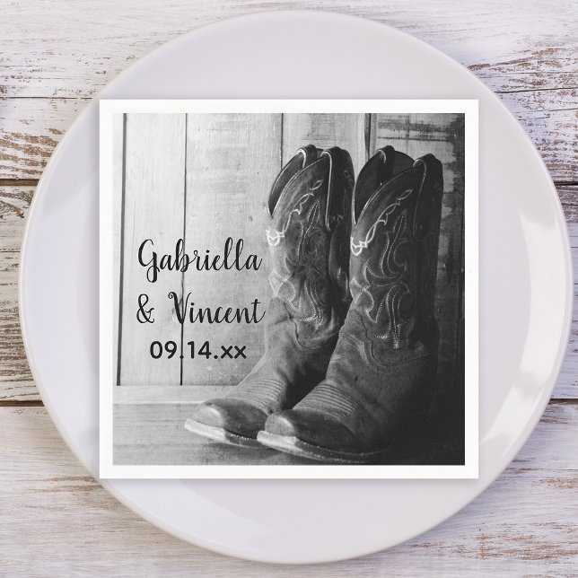 Rustic Cowboy Boots Country Western Wedding Napkin (Creator Uploaded)