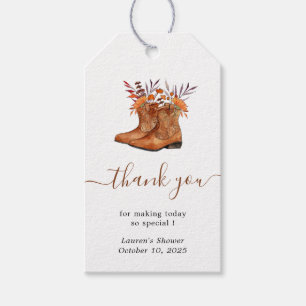 Rustic cowboy boots Thank you favour Gift Tags