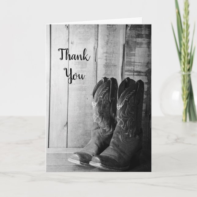 Rustic Cowboy Boots Wedding Groomsman Thank You (Front)