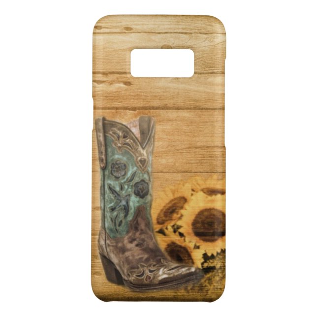rustic cowboy boots western barn wood sunflower Case-Mate samsung galaxy case (Back)