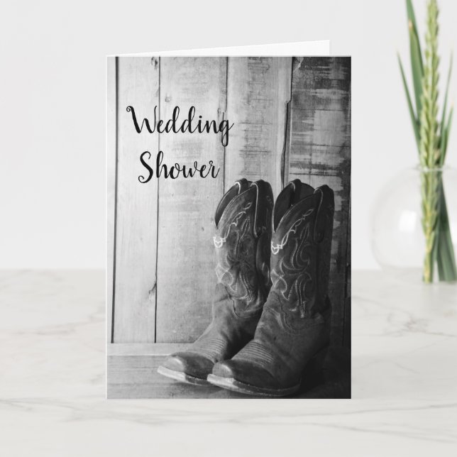 Rustic Cowboy Boots Western Couples Wedding Shower Invitation (Front)