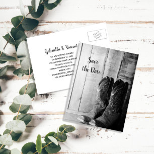 Rustic Cowboy Boots Western Wedding Save the Date Announcement Postcard