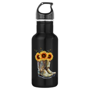 Rustic Cowboy Boots with Sunflowers 532 Ml Water Bottle
