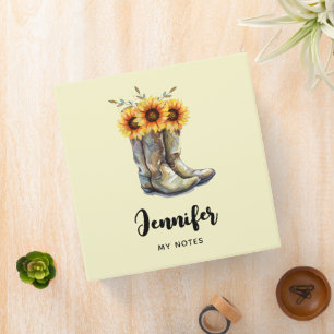 Rustic Cowboy Boots with Sunflowers Binder