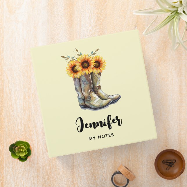 Rustic Cowboy Boots with Sunflowers Binder (In Situ)