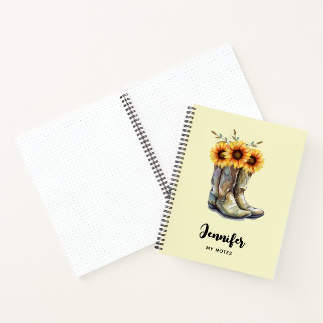 Rustic Cowboy Boots with Sunflowers Notebook (Inside)