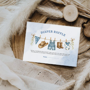 Rustic Cowboy Clothesline Diaper Raffle Enclosure Card