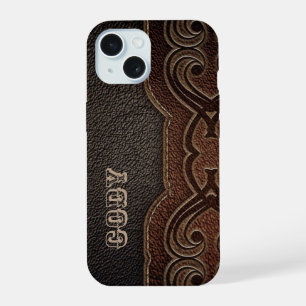 Rustic cowboy fashion brown western country iPhone 15 case