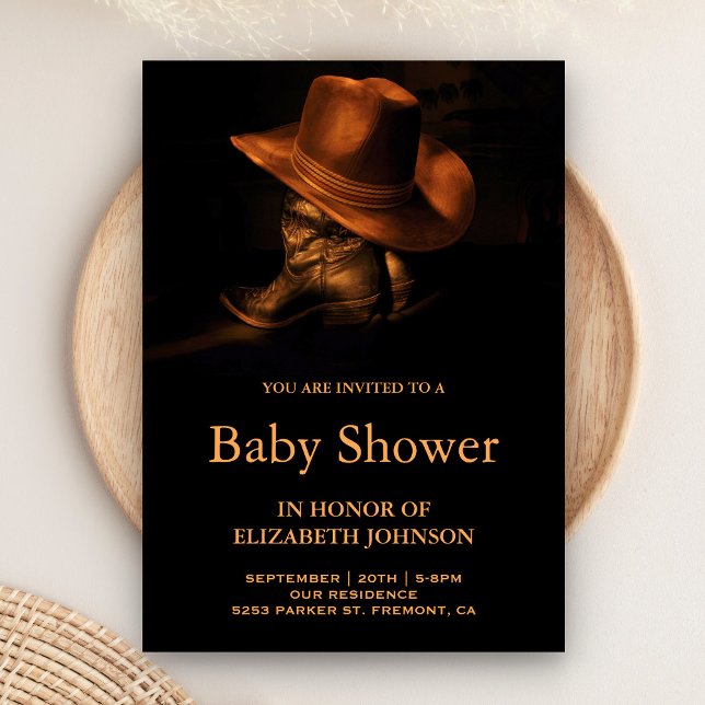 Rustic Cowboy Hat and Boots Baby Shower Invitation (Creator Uploaded)