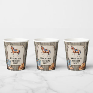Rustic Cowboy Horseback Riding Birthday Party Paper Cups