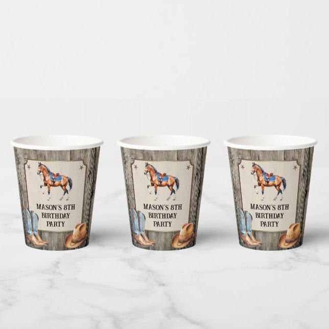 Rustic Cowboy Horseback Riding Birthday Party Paper Cups (Multi)