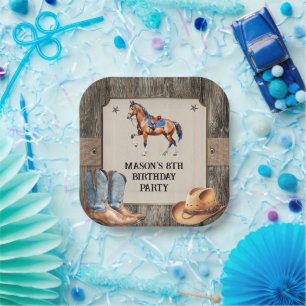Rustic Cowboy Horseback Riding Birthday Party Paper Plate