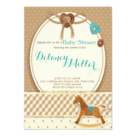 Rustic Cowboy Horsey Baby Shower Boy Invitations