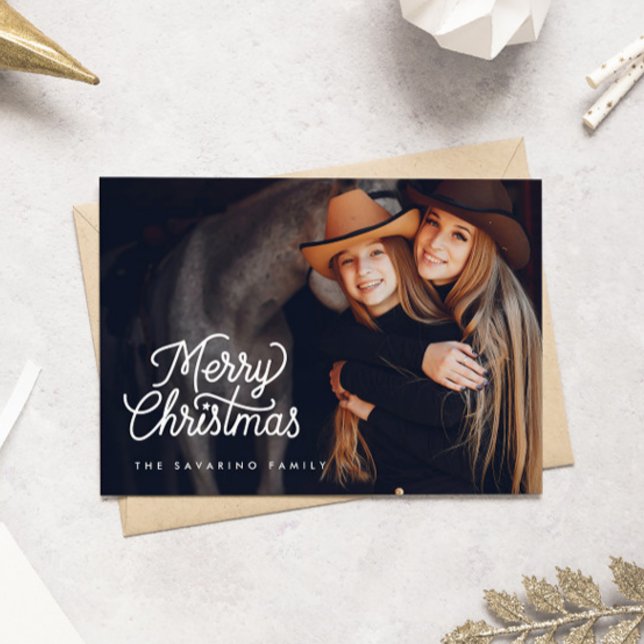 Rustic Cowboy Merry Christmas Photo Holiday Card (Creator Uploaded)