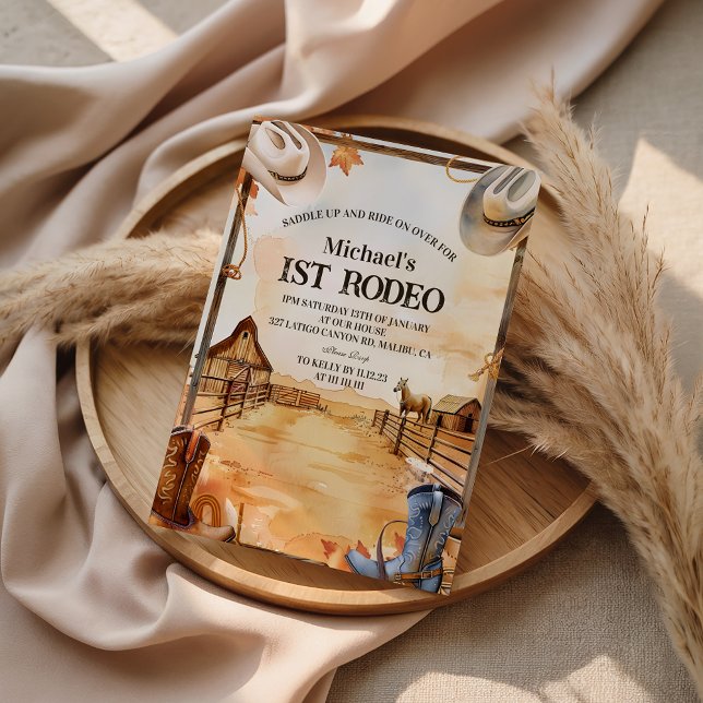 Rustic Cowboy Rodeo 1st Birthday Style Invitation (Creator Uploaded)