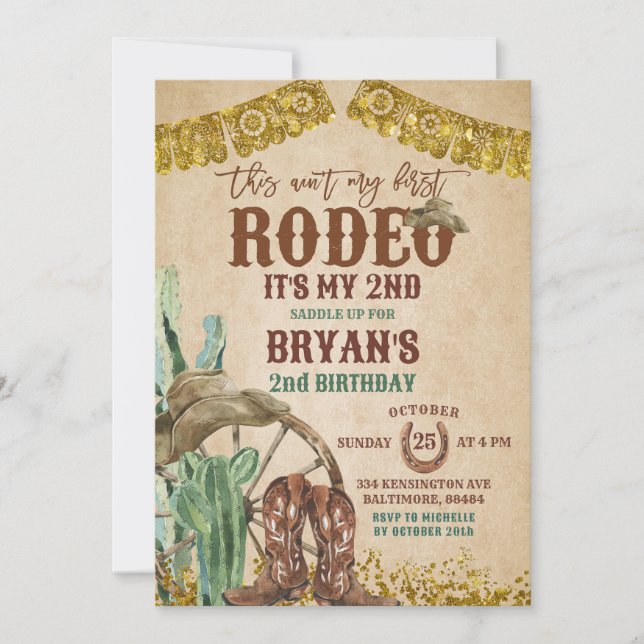 Rustic Cowboy Rodeo 2e Invitation anniversaire (Devant)