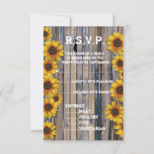 Rustic cowboy sunflower country floral R.S.V.P RSVP Card