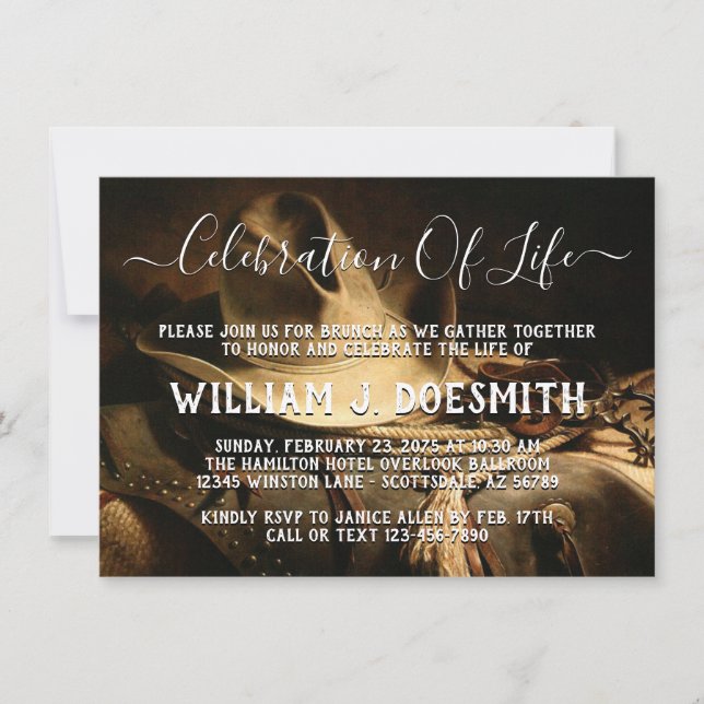 Rustic Cowboy Things Memorial Service Faire-part (Devant)