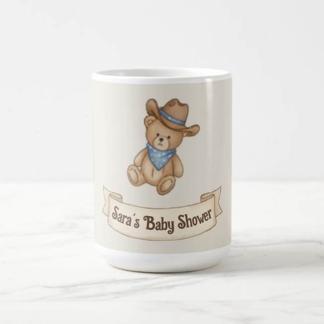 Rustic Cowboy Watercolor Boy Baby Shower Coffee Mug (Center)