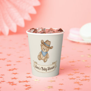 Rustic Cowboy Watercolor Boy Baby Shower Paper Cups