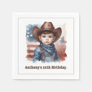 Rustic Cowboy Western Rodeo Birthday Party Napkin