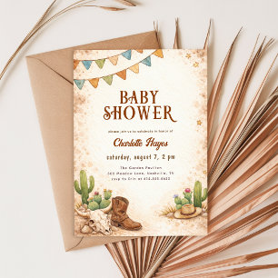 Rustic Cowboy Wild West Baby Shower Invitation