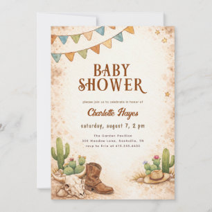 Rustic Cowboy Wild West Baby Shower Invitation