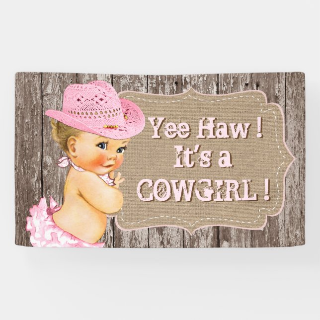 Rustic Cowgirl Baby Shower Banner (Horizontal)