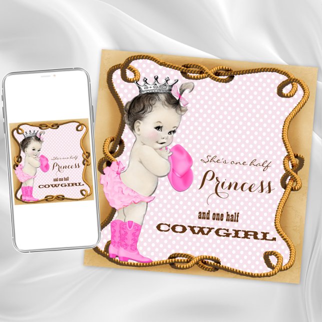 Rustic Cowgirl Baby Shower Invitation (Princess cowgirl any event invitation. Instant download and printed invitations available.)
