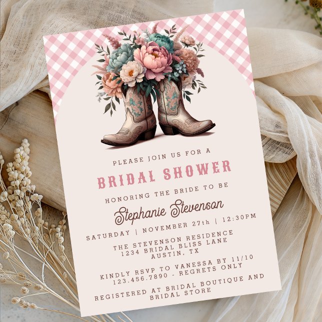 Rustic Cowgirl Boots Bridal Shower Invitation (Creator Uploaded)