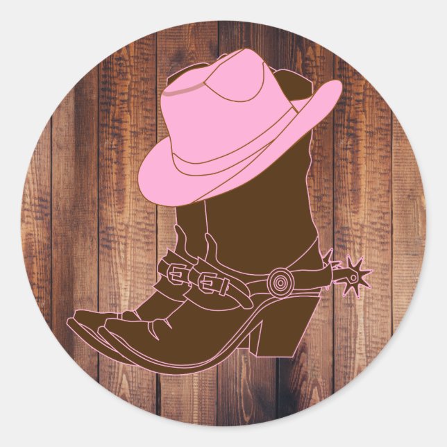 Rustic Cowgirl Boots & Hat Classic Round Sticker (Front)