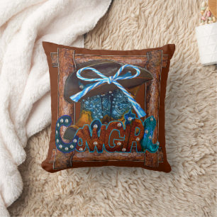 Rustic Cowgirl Hat Boots Throw Pillow