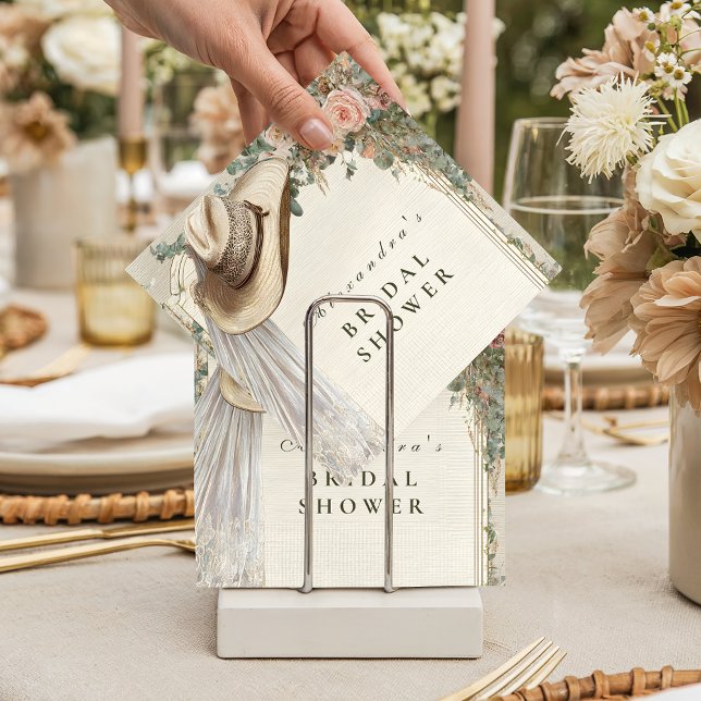 Rustic Cowgirl Hat Floral Bridal Shower Napkin (Creator Uploaded)