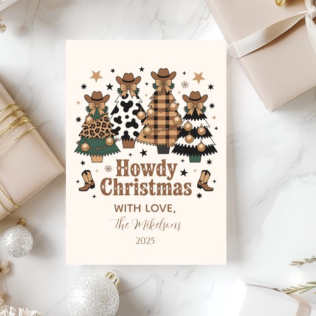 Rustic Cowgirl Howdy Western Christmas Holiday Card (Creator Uploaded)