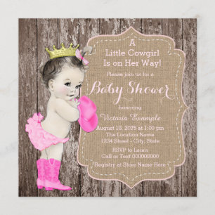 Rustic Cowgirl Princess Baby Shower Invitation