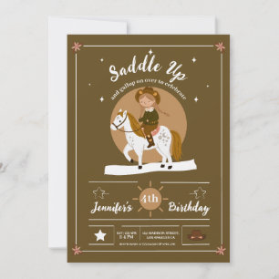 Rustic Cowgirl Saddle Up Birthday Invitation