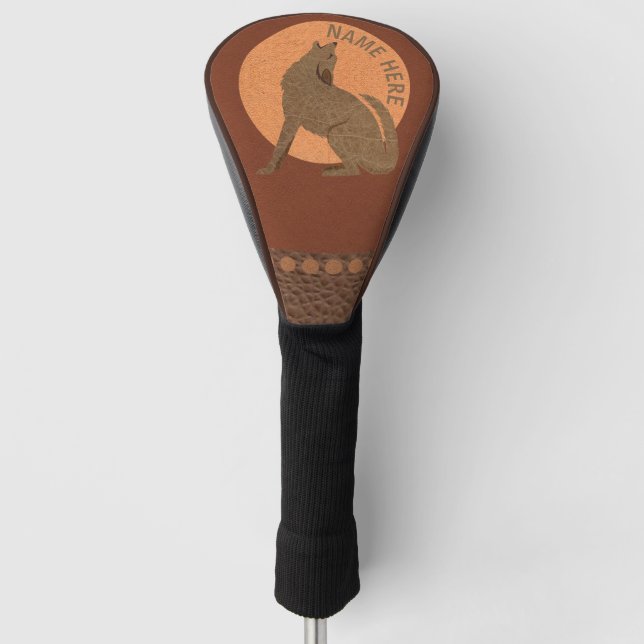 Rustic Coyote Southwest Leather Personalize This Golf Head Cover (Front)